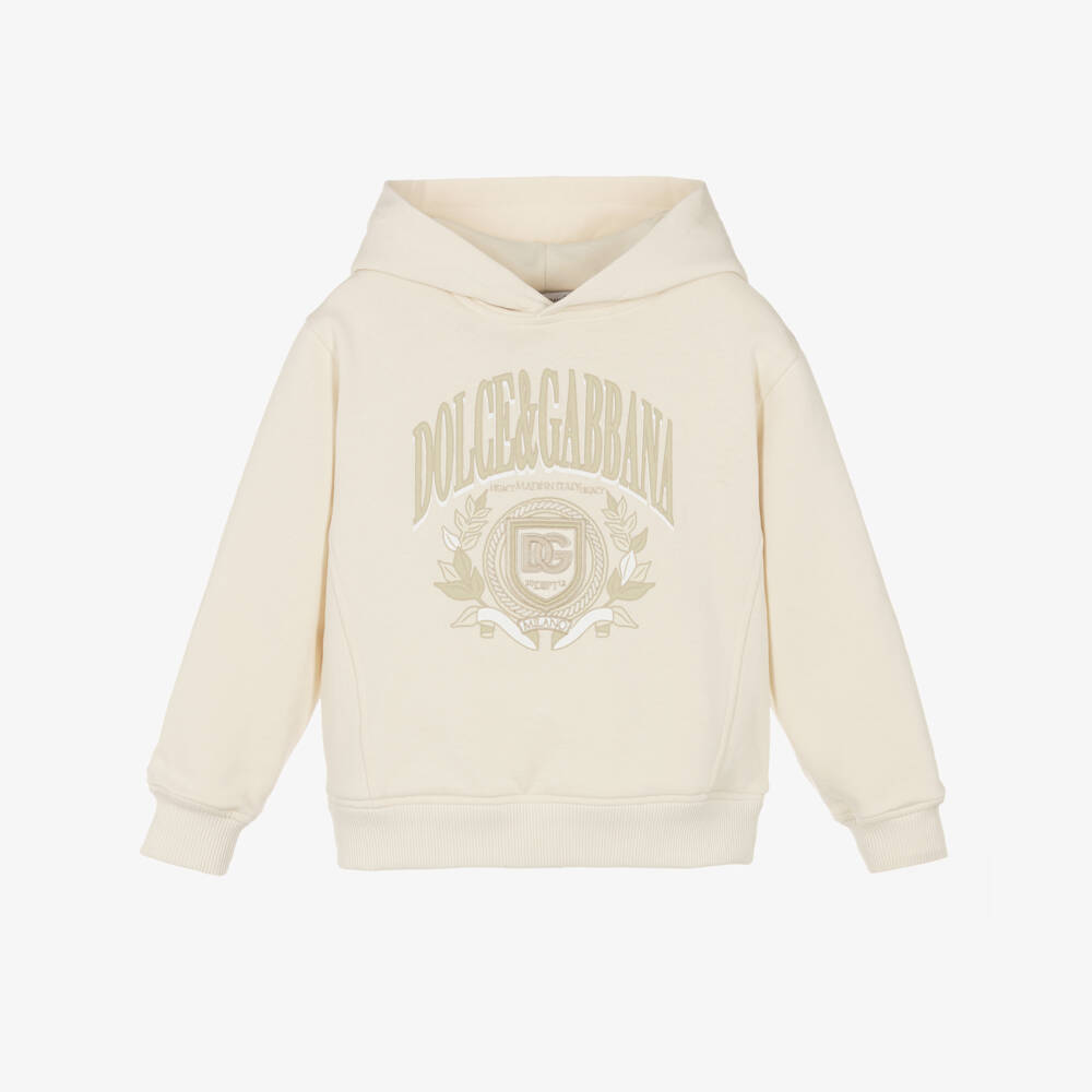 Dolce & Gabbana-هودي كريمي بشعار الكلية للأولاد | Childrensalon Outlet