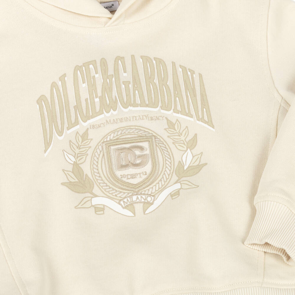 Dolce & Gabbana-Boys Cream Collegiate Emblem Hoodie | Childrensalon Outlet