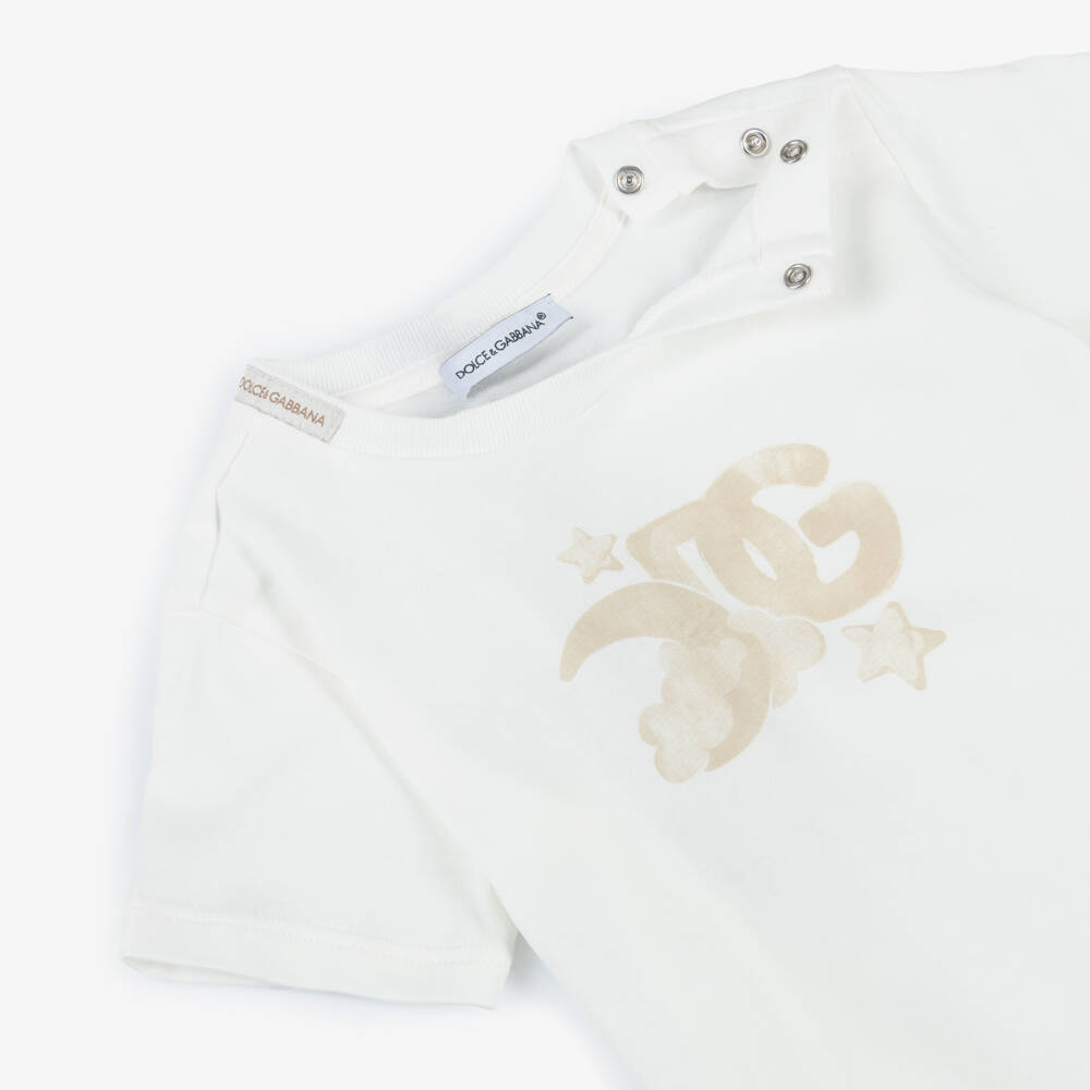 Dolce & Gabbana-Boys Creamy Jersey Logo Tee | Childrensalon Outlet