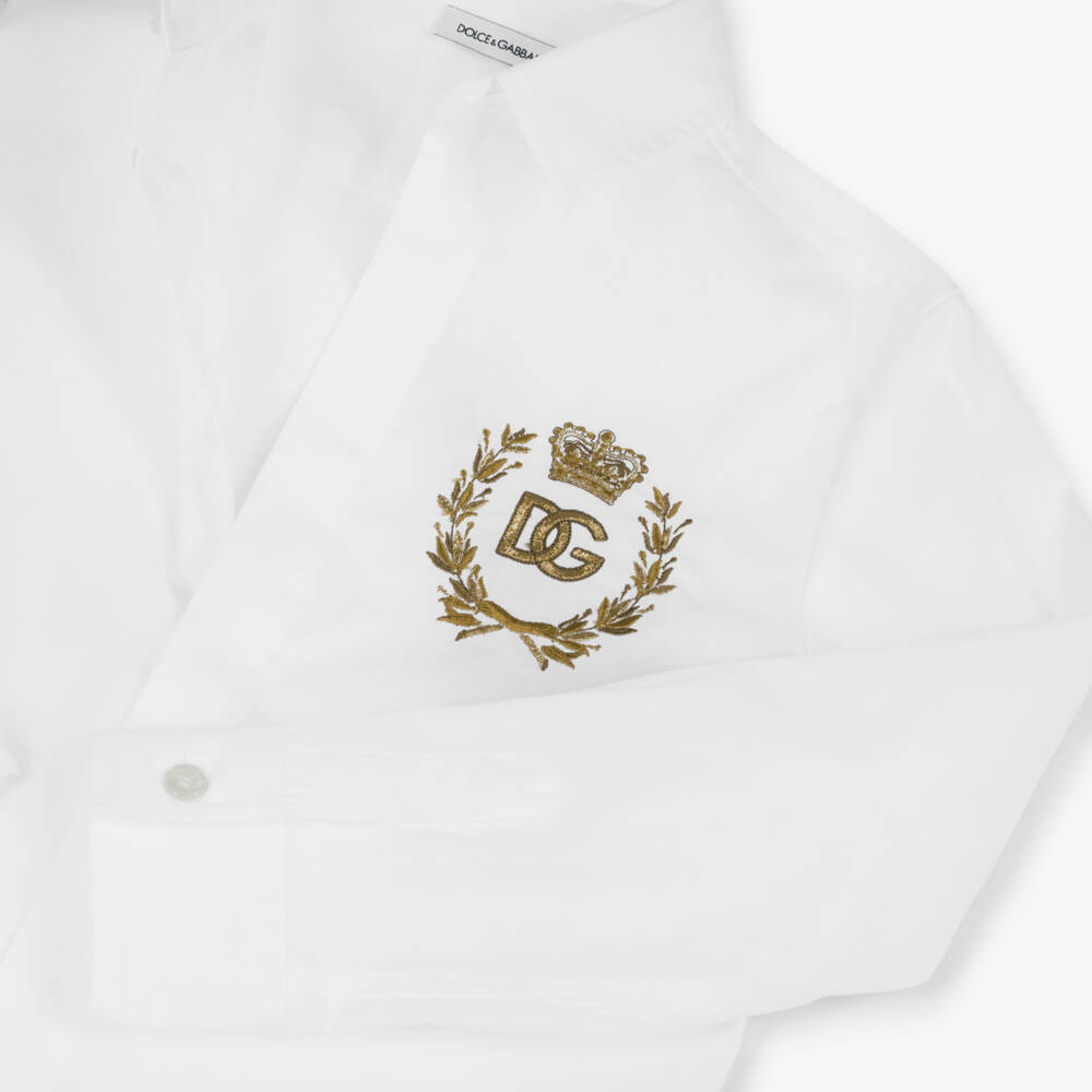 Dolce & Gabbana-Boys Crest Embroidered Cotton Shirt | Childrensalon Outlet