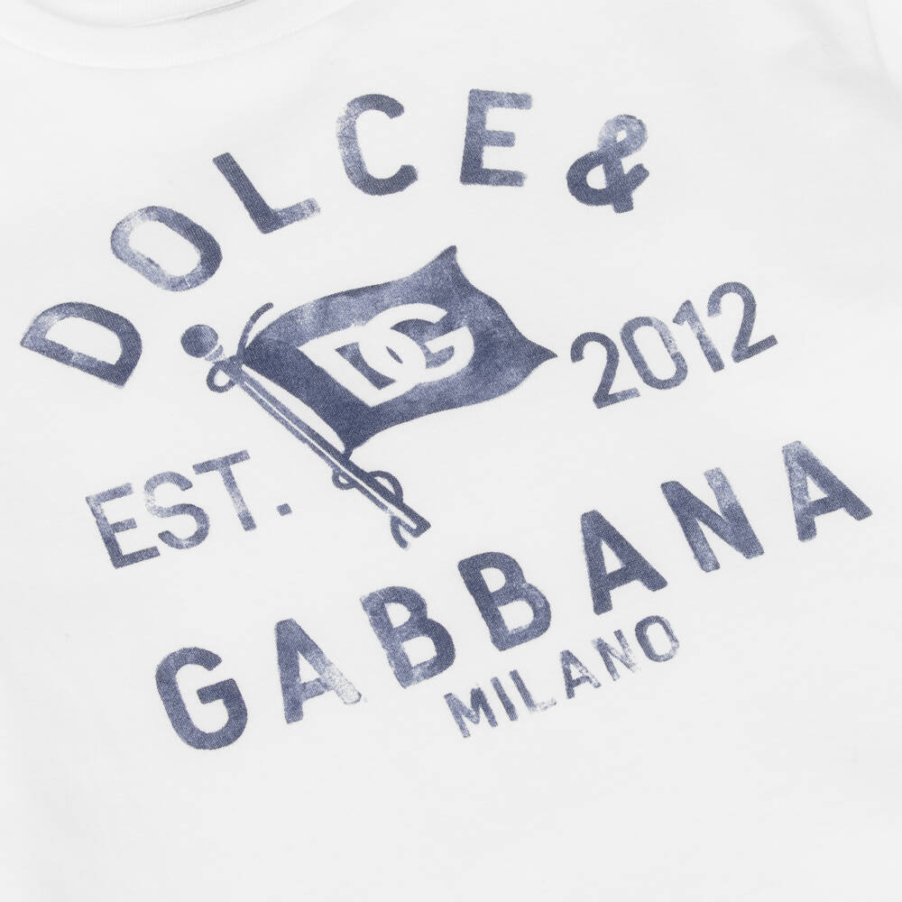 Dolce & Gabbana-Boys Crisp White Emblem Tee | Childrensalon Outlet