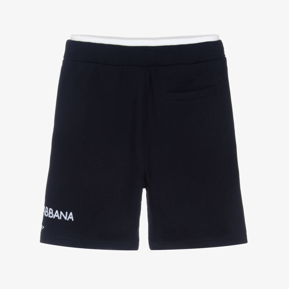 Dolce & Gabbana-Шорты из хлопкового трикотажа с логотипом для мальчиков синие | Childrensalon Outlet