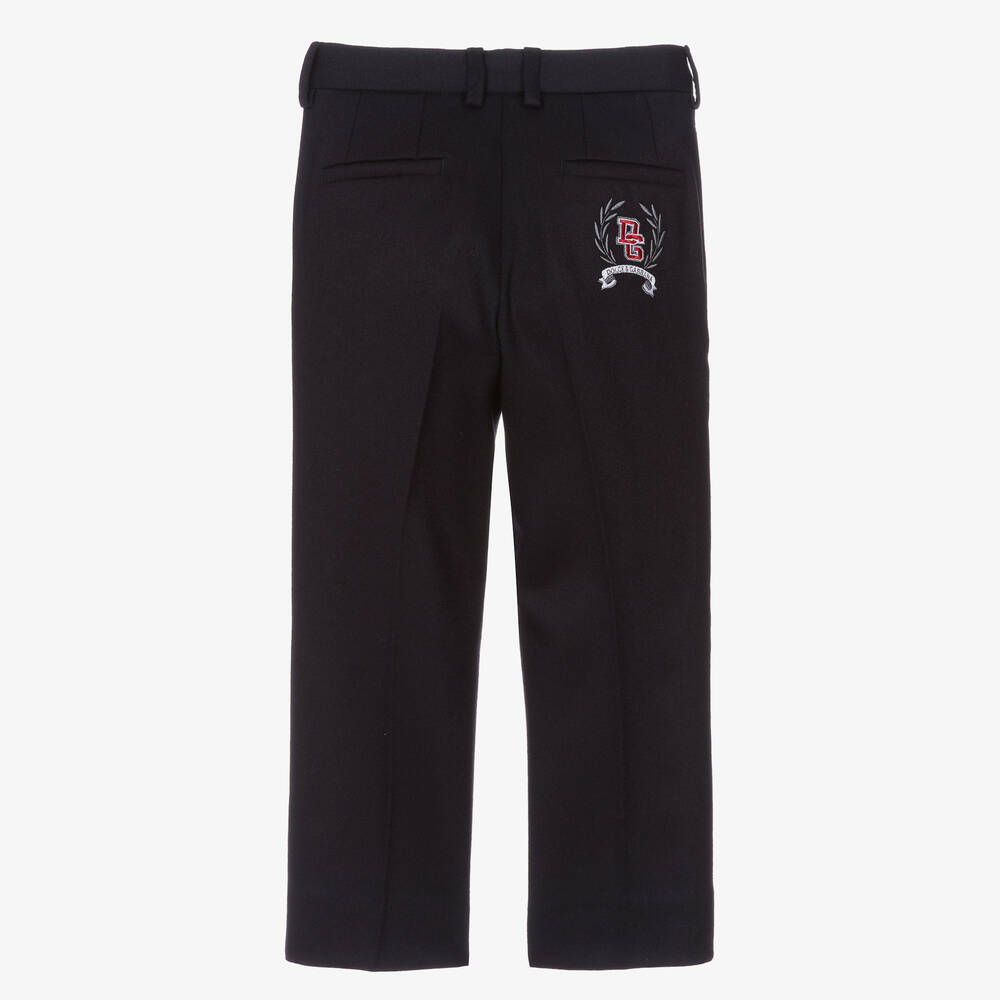 Dolce & Gabbana-Boys Dark Blue Wool Trousers | Childrensalon Outlet