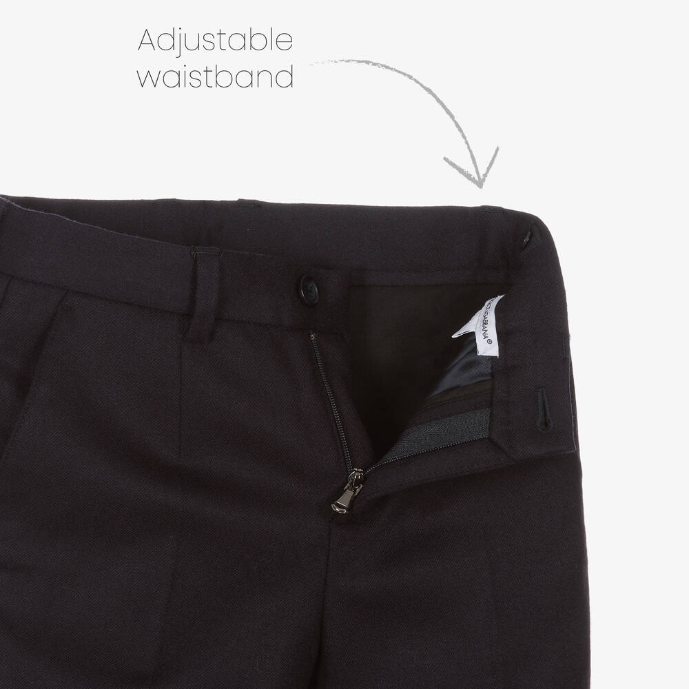 Dolce & Gabbana-Boys Dark Blue Wool Trousers | Childrensalon Outlet
