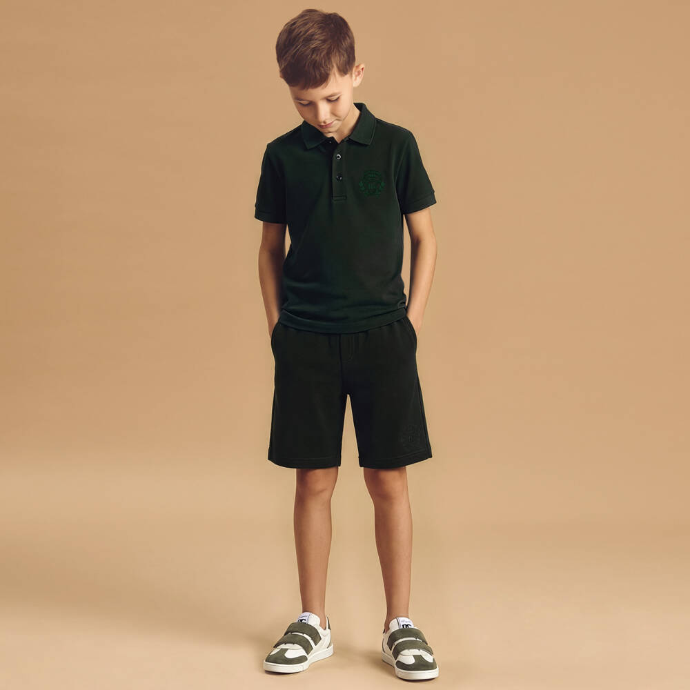Dolce & Gabbana-Boys Dark Green Cotton Piqué Polo Shirt | Childrensalon Outlet