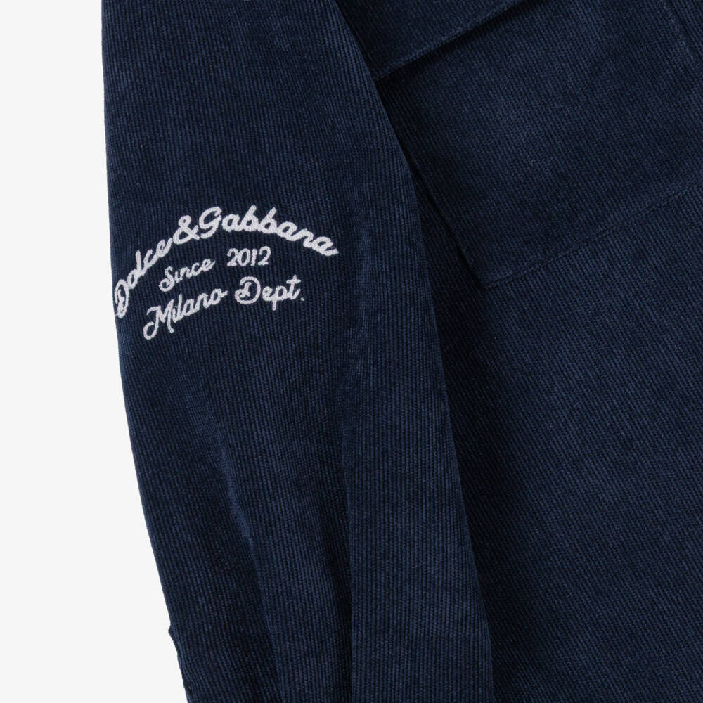 Dolce & Gabbana-Boys Deep Blue Button-Up Shirt | Childrensalon Outlet