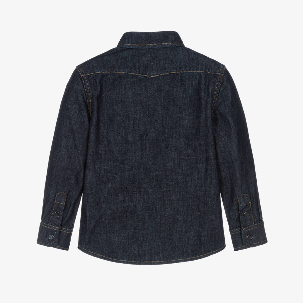 Dolce & Gabbana-Boys Denim Crest Shirt in Sky | Childrensalon Outlet