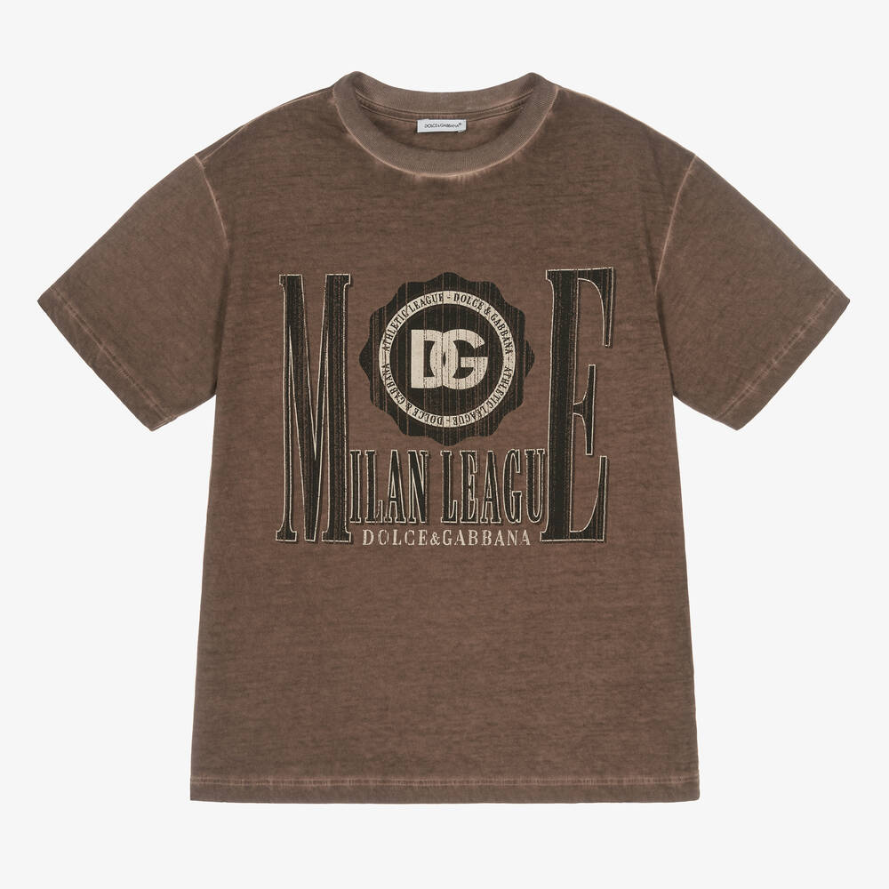 Dolce & Gabbana - Boys Distressed Brown Cotton T-Shirt | Childrensalon