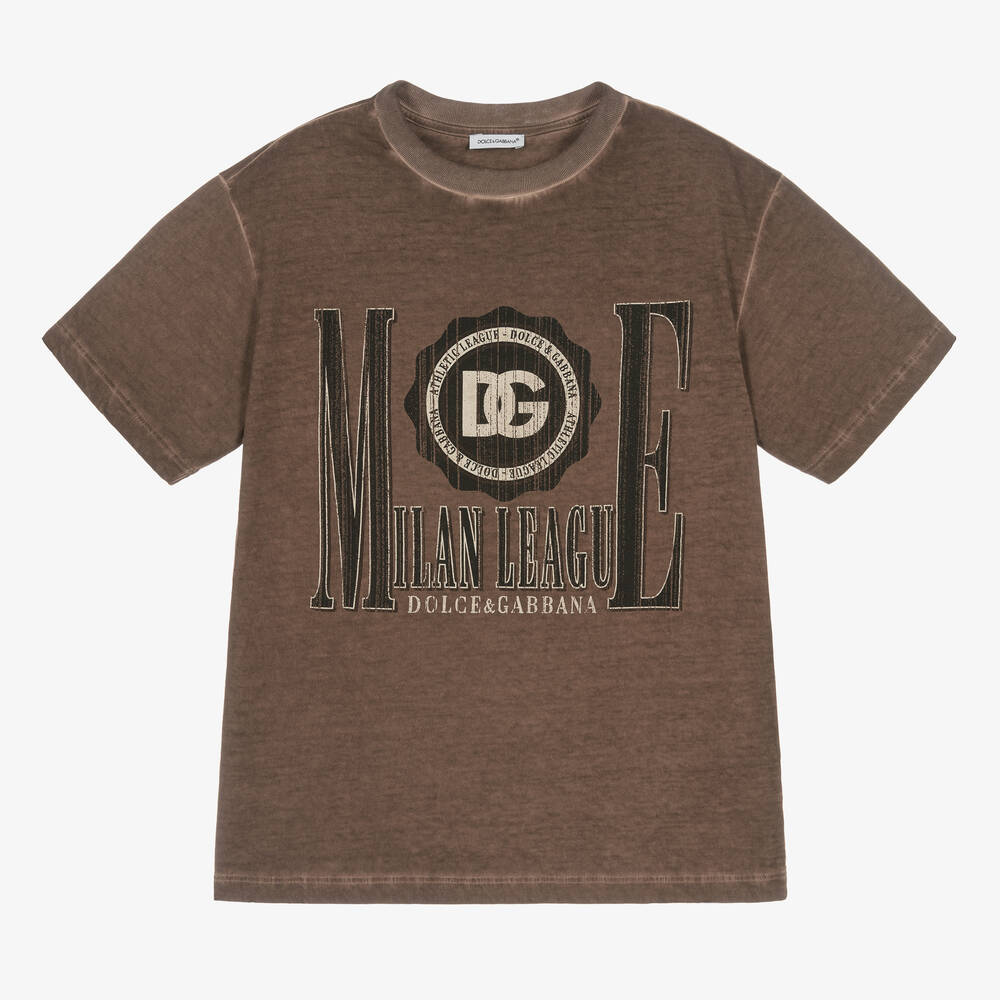 Dolce & Gabbana - T-shirt en coton marron vieilli garçon | Childrensalon