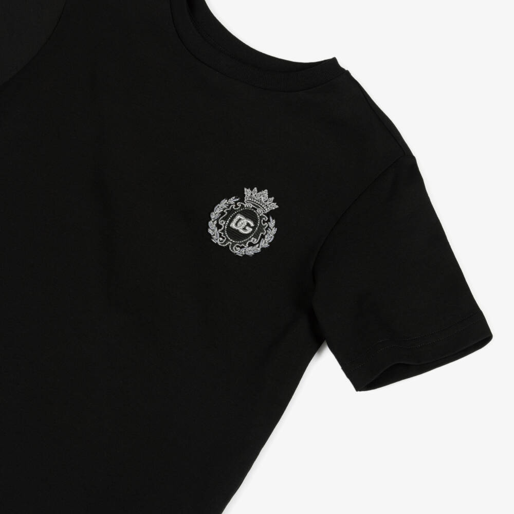 Dolce & Gabbana-Boys Ebony Emblem Cotton Tee | Childrensalon Outlet
