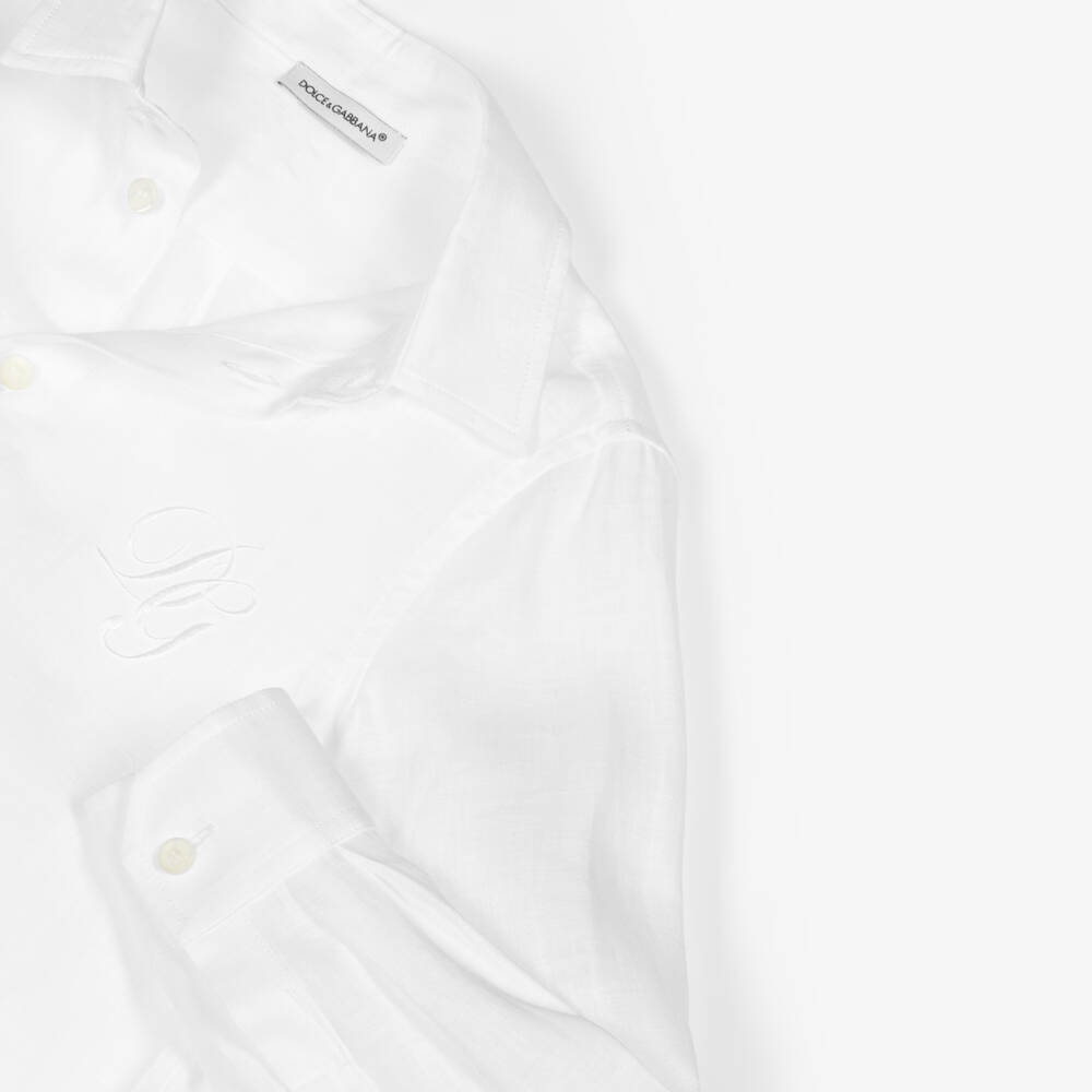 Dolce & Gabbana-قميص فاخر من الكتان للأولاد بشعار مميز | Childrensalon Outlet