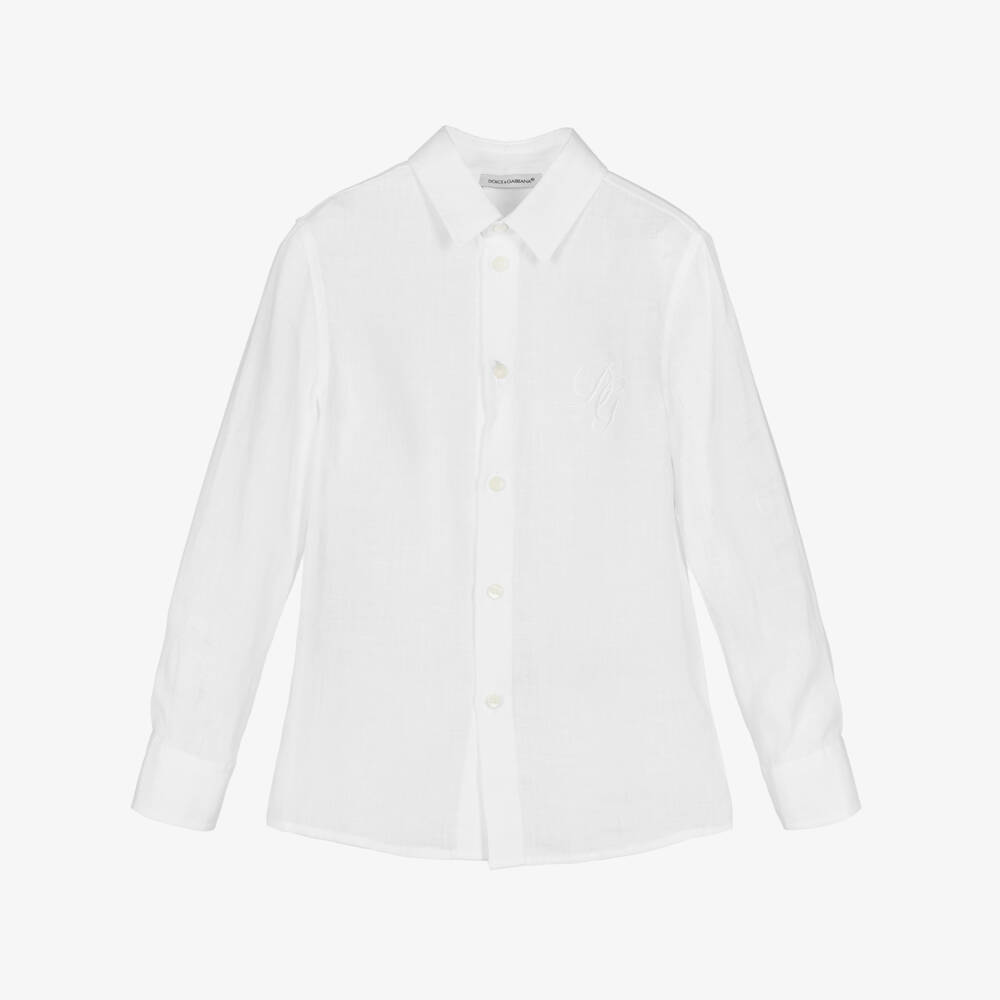Dolce & Gabbana-Boys Elegant Linen Logo Top | Childrensalon Outlet