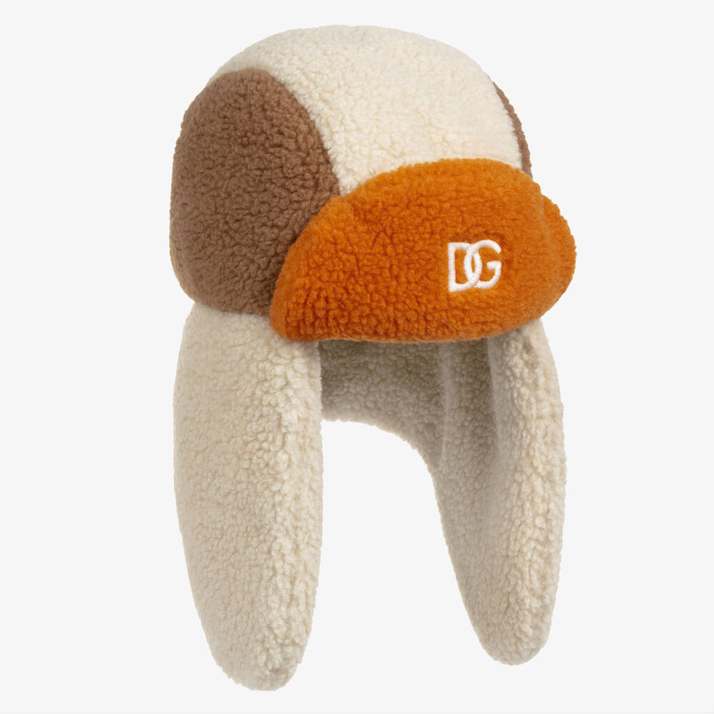 Dolce & Gabbana-Boys Fleece Sherpa Cap in Beige | Childrensalon Outlet