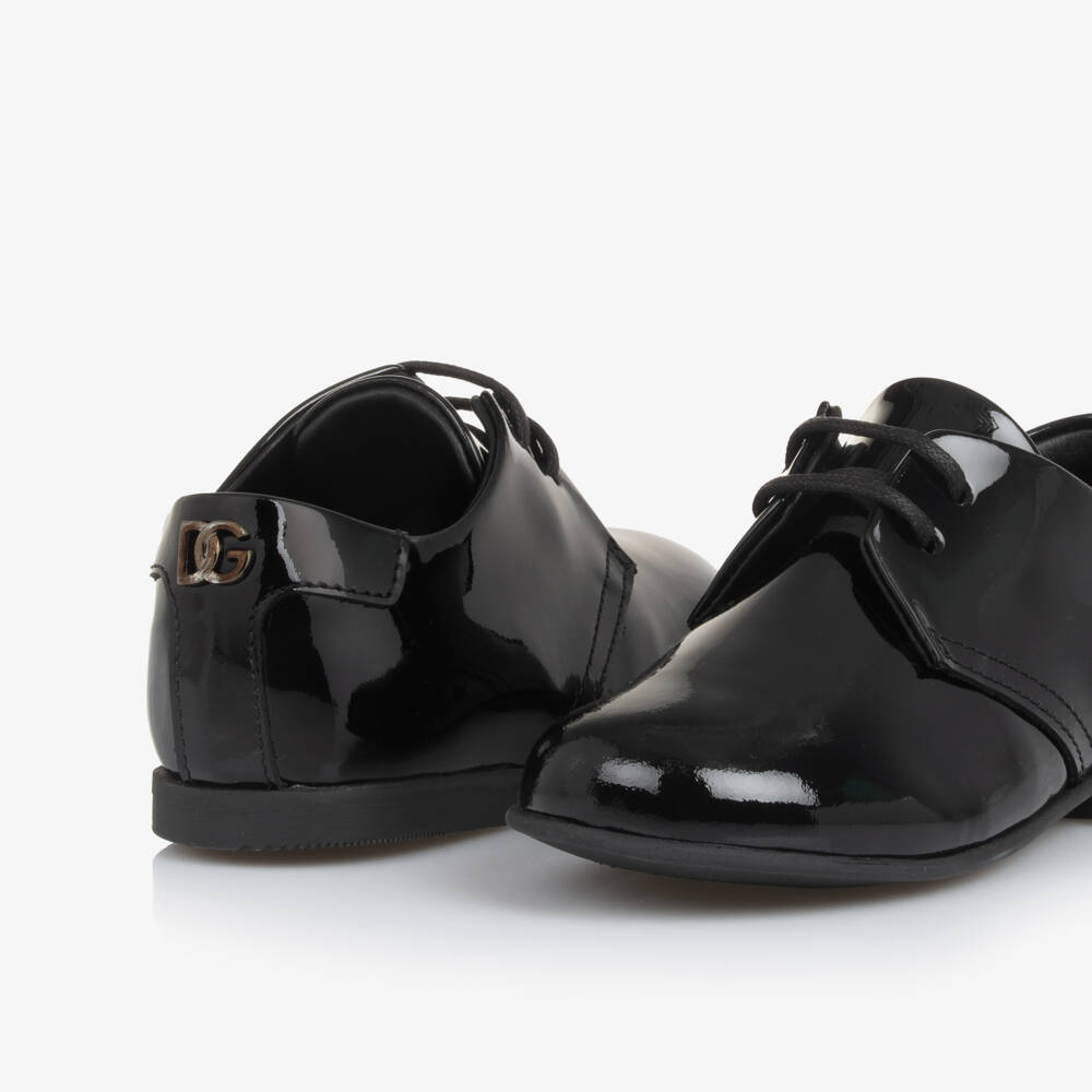 Dolce & Gabbana-Лакированные кожаные броги для мальчиков в черном цвете | Childrensalon Outlet