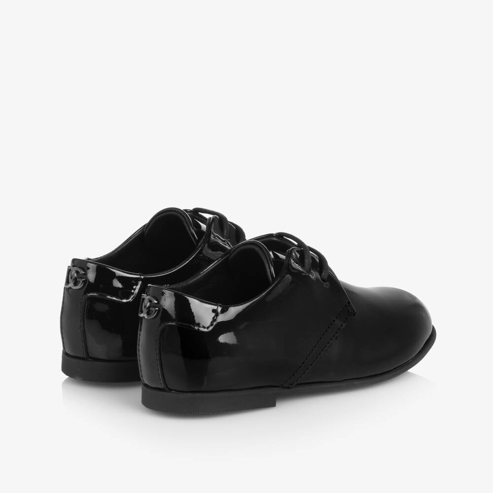 Dolce & Gabbana-Лакированные кожаные броги для мальчиков в черном цвете | Childrensalon Outlet