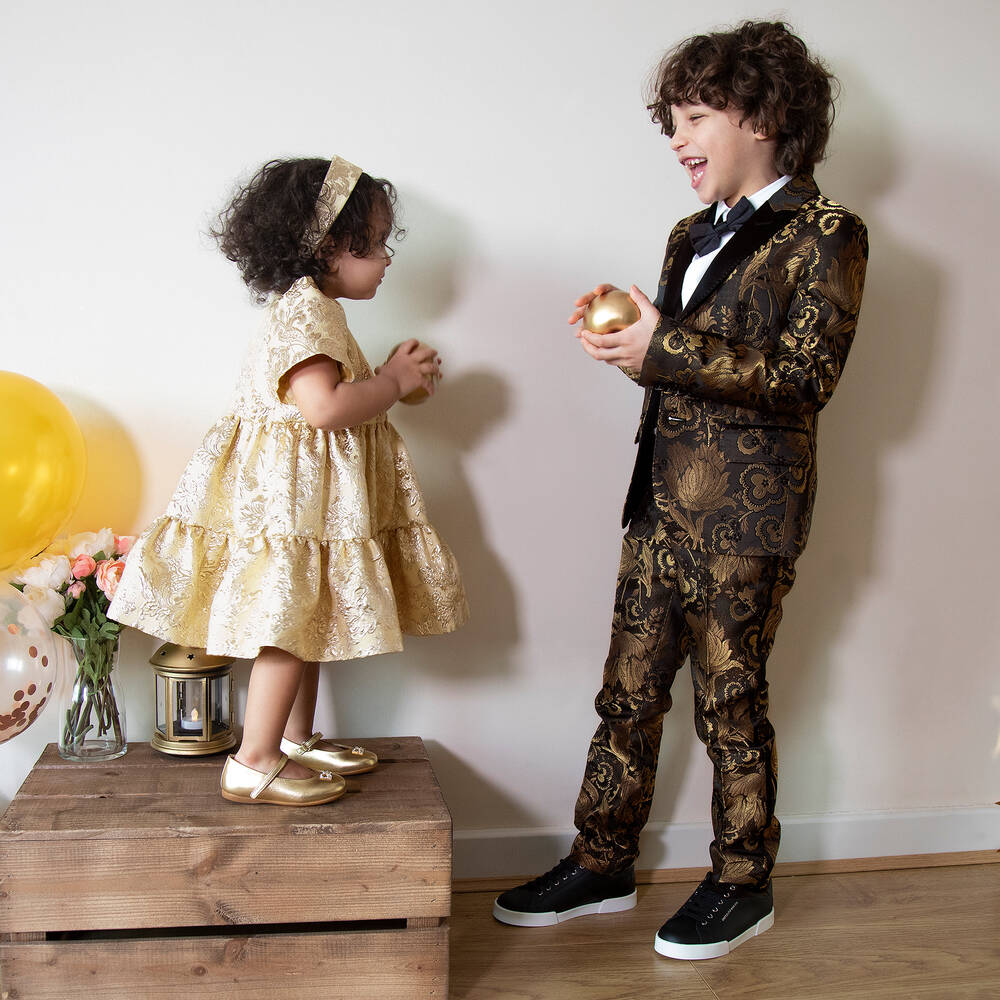 Dolce & Gabbana-Брюки из золотистой парчи для мальчиков | Childrensalon Outlet