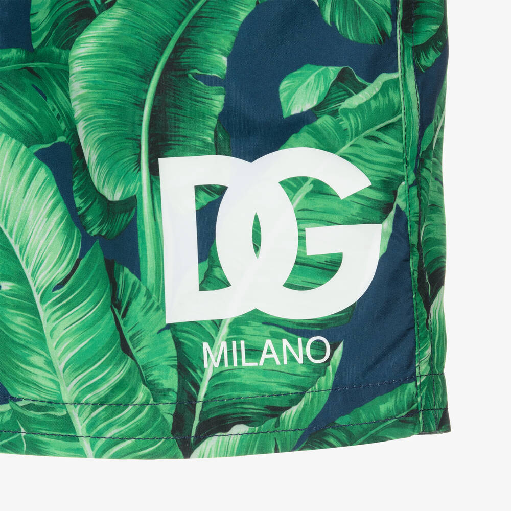 Dolce & Gabbana-Boys Green Banana Leaf Swim Shorts | Childrensalon Outlet