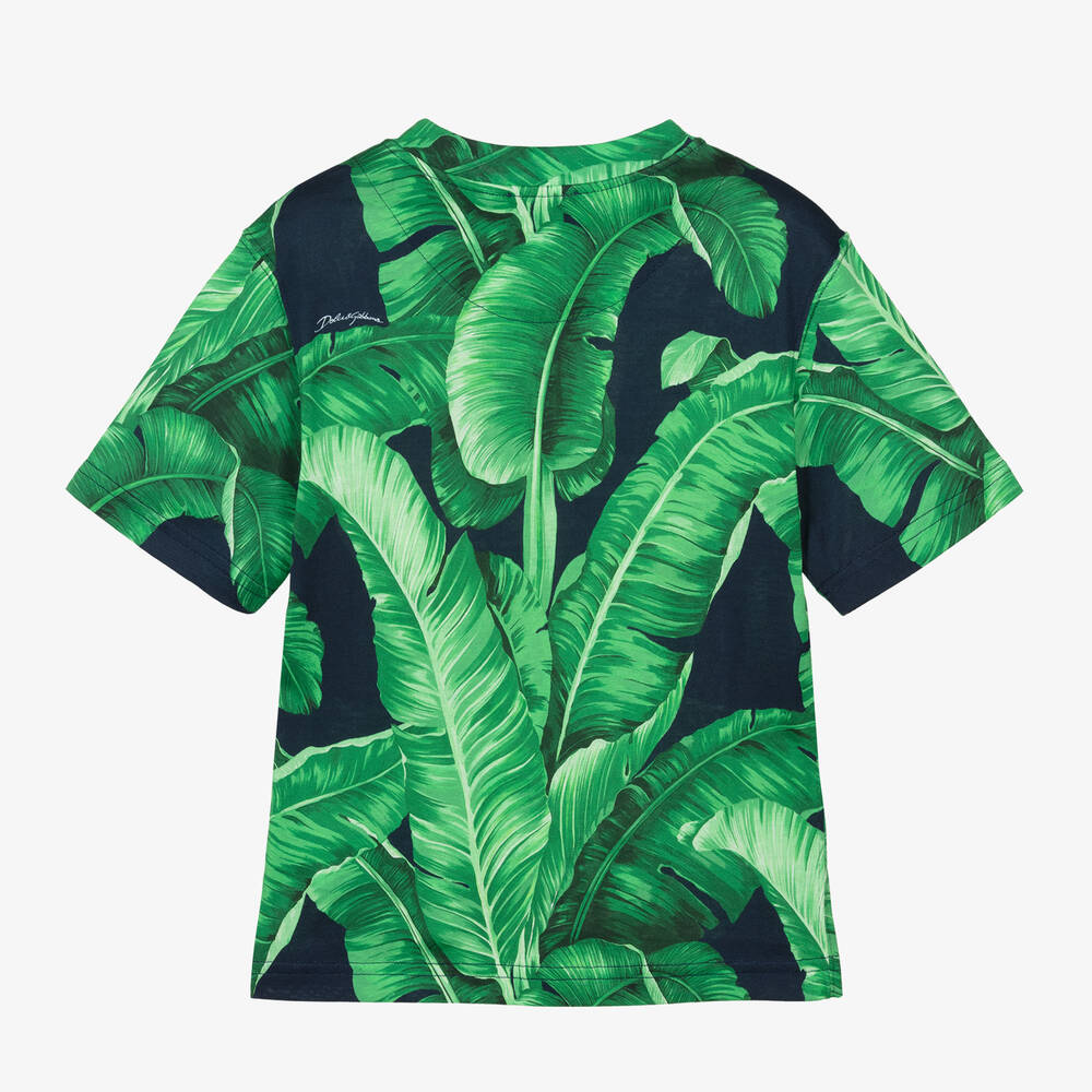 Dolce & Gabbana-Boys Green Cotton Banana Leaf T-Shirt | Childrensalon Outlet