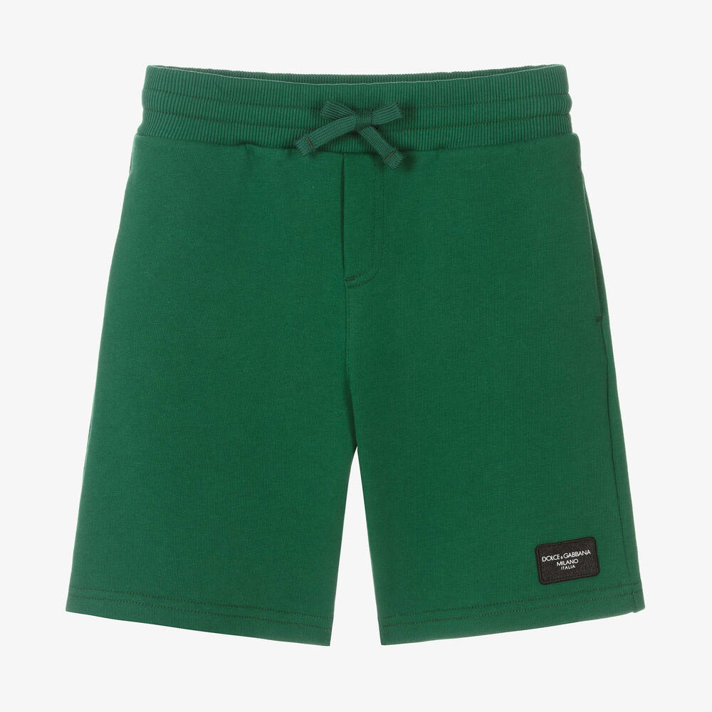 Boys Green Cotton Jersey Shorts