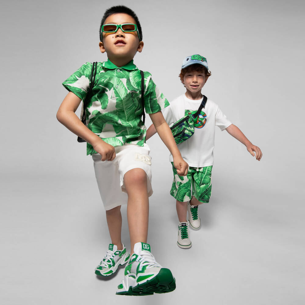 Dolce & Gabbana-Boys Green Cotton Leaf Shorts | Childrensalon Outlet