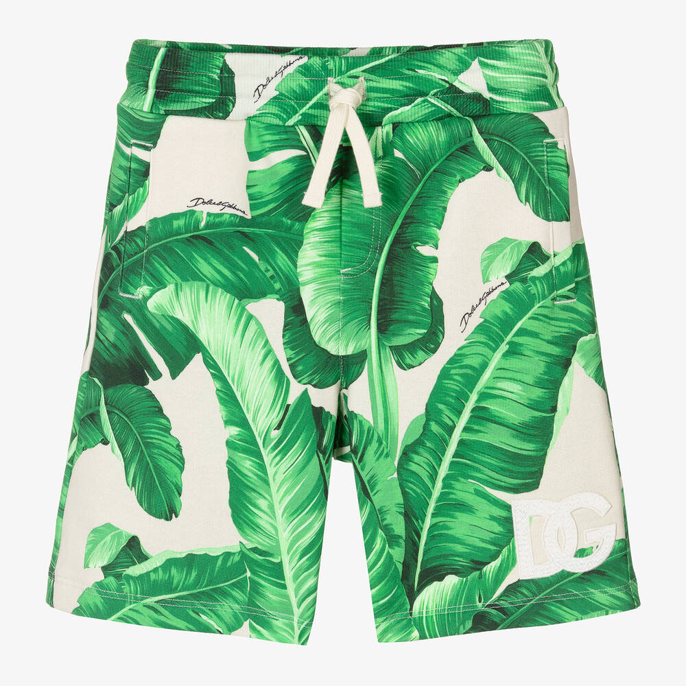 Dolce & Gabbana - Boys Green Cotton Leaf Shorts