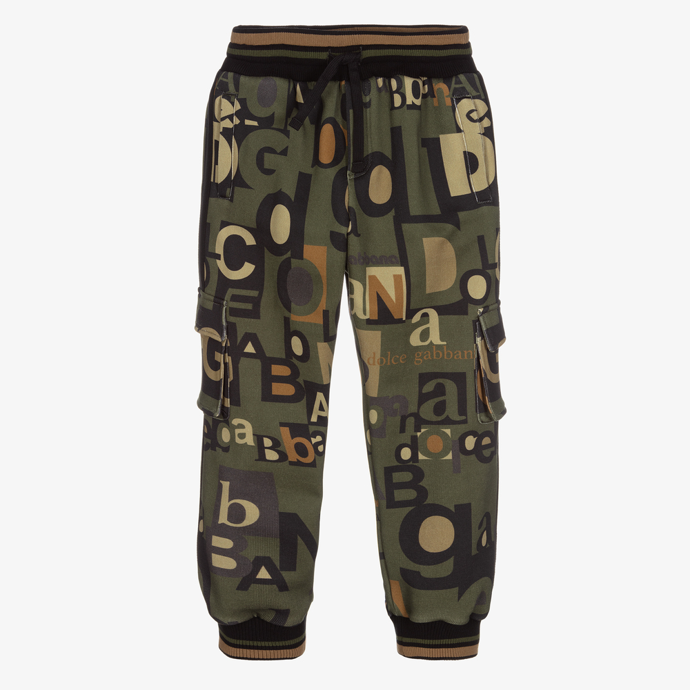 Dolce & Gabbana - Boys Green Cotton Logo Joggers | Childrensalon