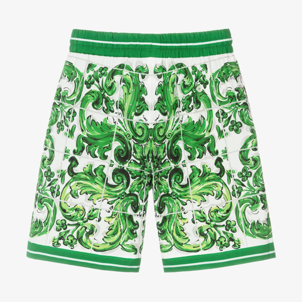 Dolce & Gabbana-Boys Green Cotton Print Bermudas | Childrensalon Outlet