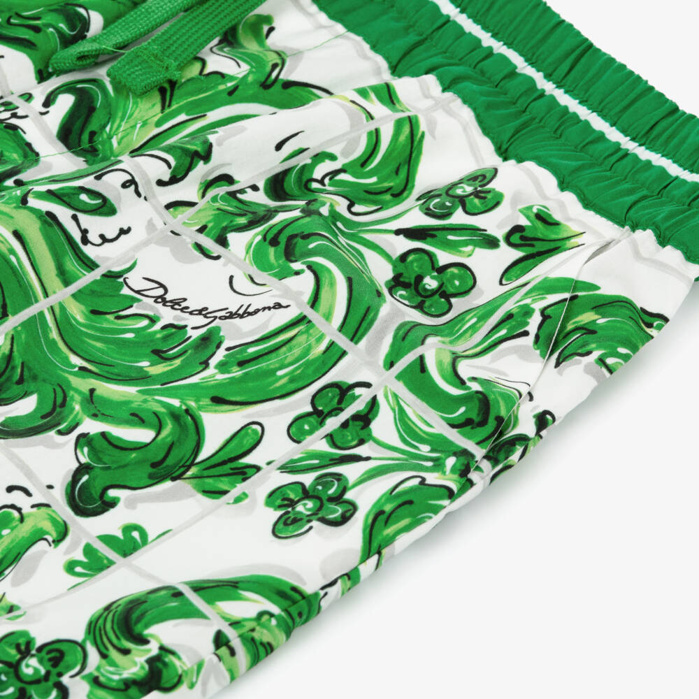 Dolce & Gabbana-Boys Green Cotton Print Bermudas | Childrensalon Outlet