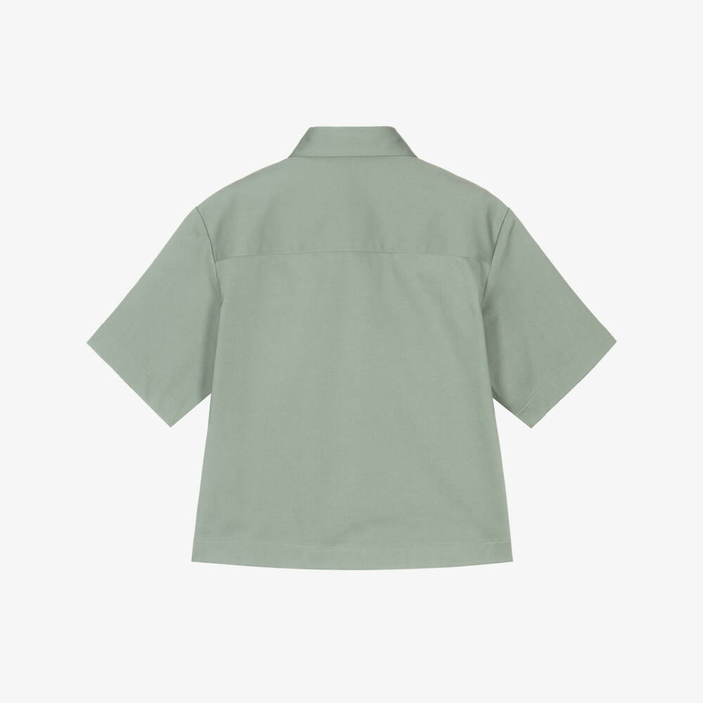 Dolce & Gabbana-Boys Green Cotton Sateen DG Logo Shirt | Childrensalon Outlet