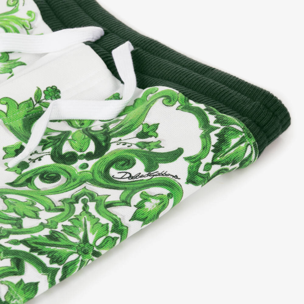 Dolce & Gabbana-Boys Green Cotton Tile Print Shorts | Childrensalon Outlet
