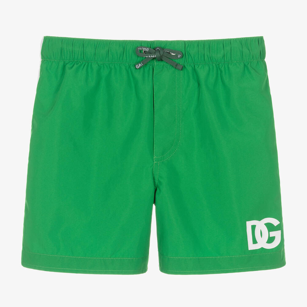 Dolce & Gabbana - Boys Green Crossover DG Swim Shorts | Childrensalon