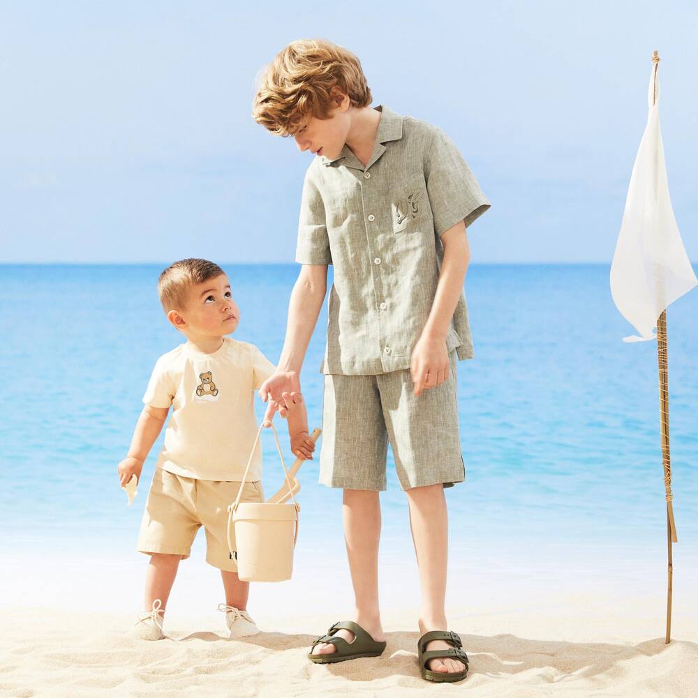 Dolce & Gabbana-Boys Green Double Strap Sliders with DG Logo | Childrensalon Outlet