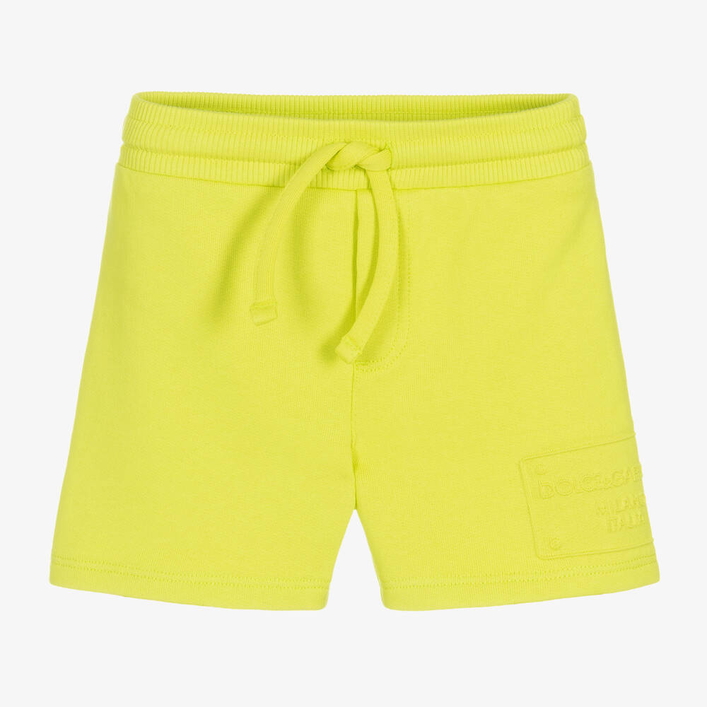 Dolce & Gabbana - Boys Green Embossed Logo Cotton Shorts | Childrensalon