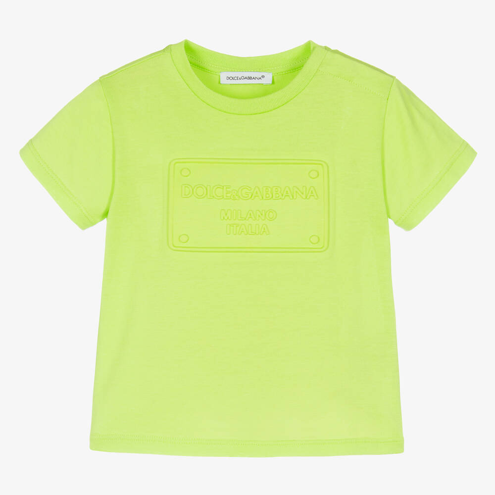 Dolce & Gabbana - Зеленая футболка с тисненым логотипом | Childrensalon