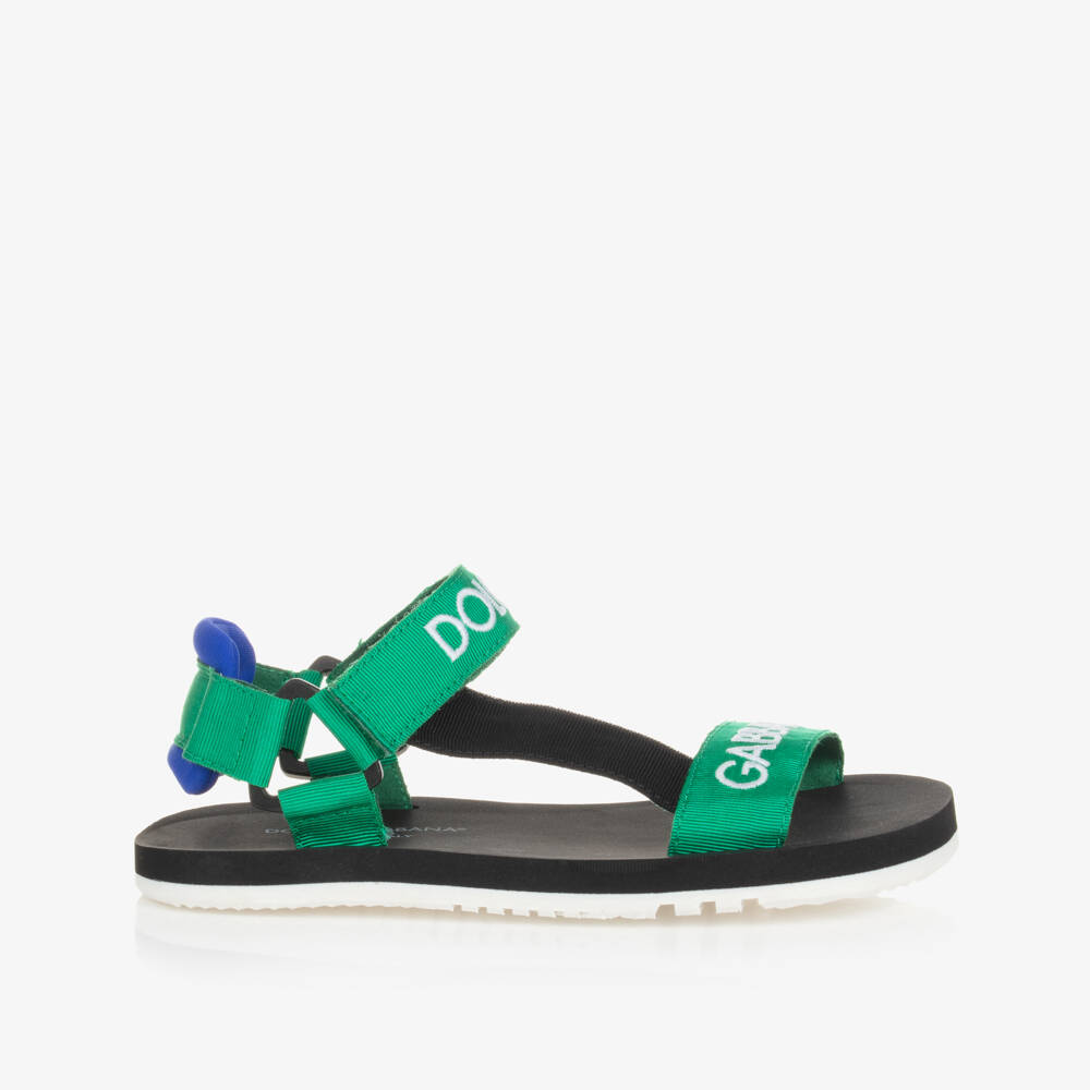 Dolce & Gabbana-Boys Green Embroidered Sandals | Childrensalon Outlet