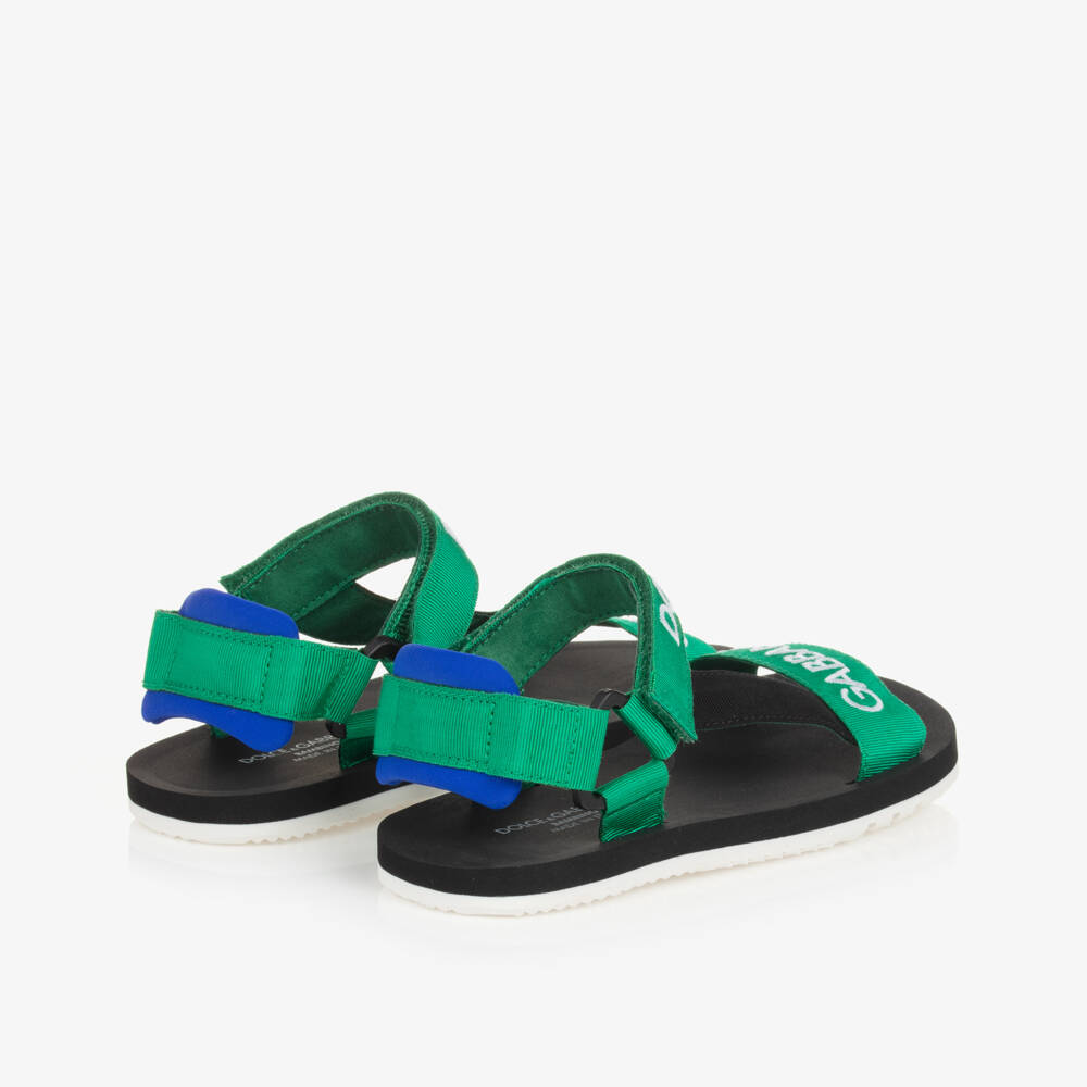 Dolce & Gabbana-Boys Green Embroidered Sandals | Childrensalon Outlet
