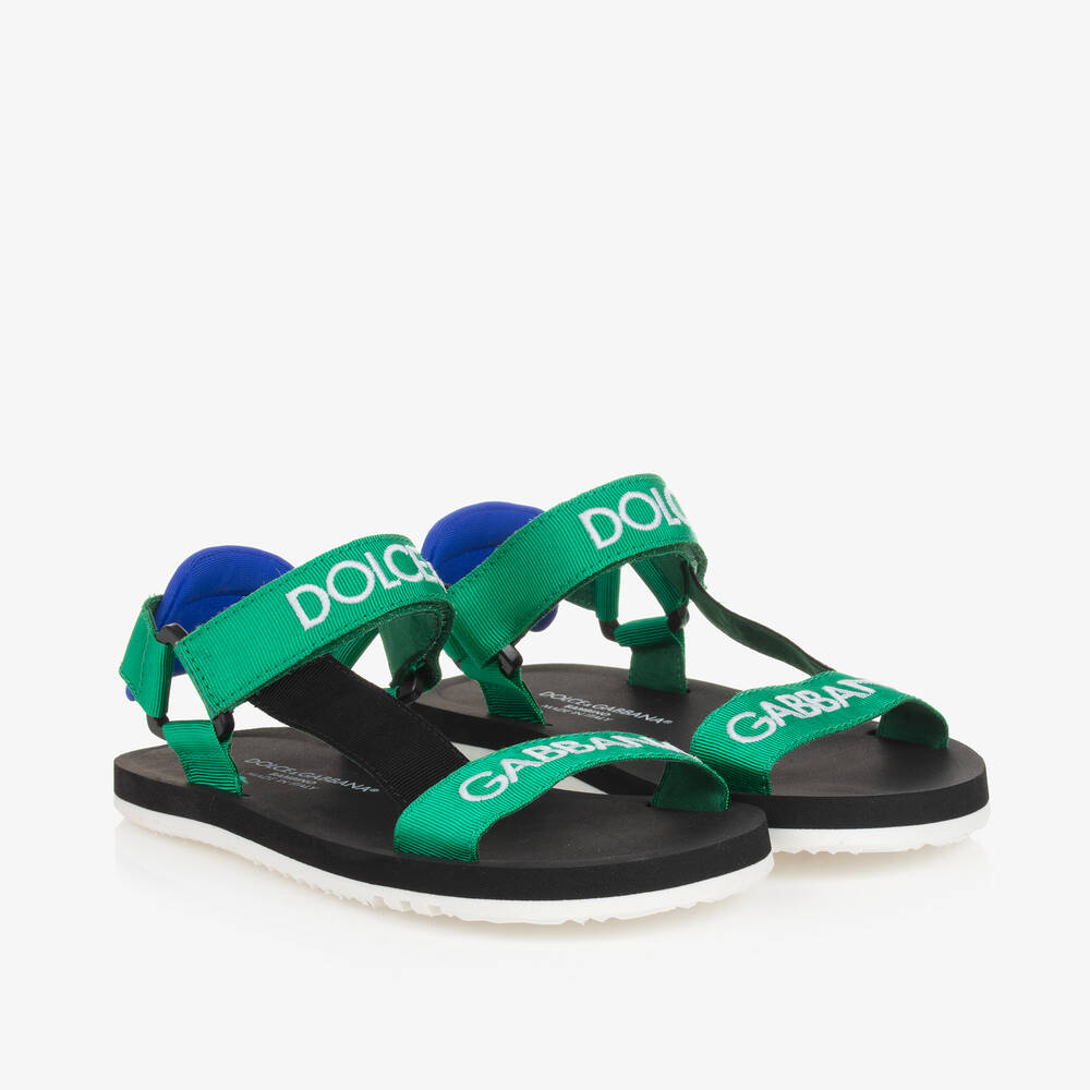 Dolce & Gabbana-Boys Green Embroidered Sandals | Childrensalon Outlet