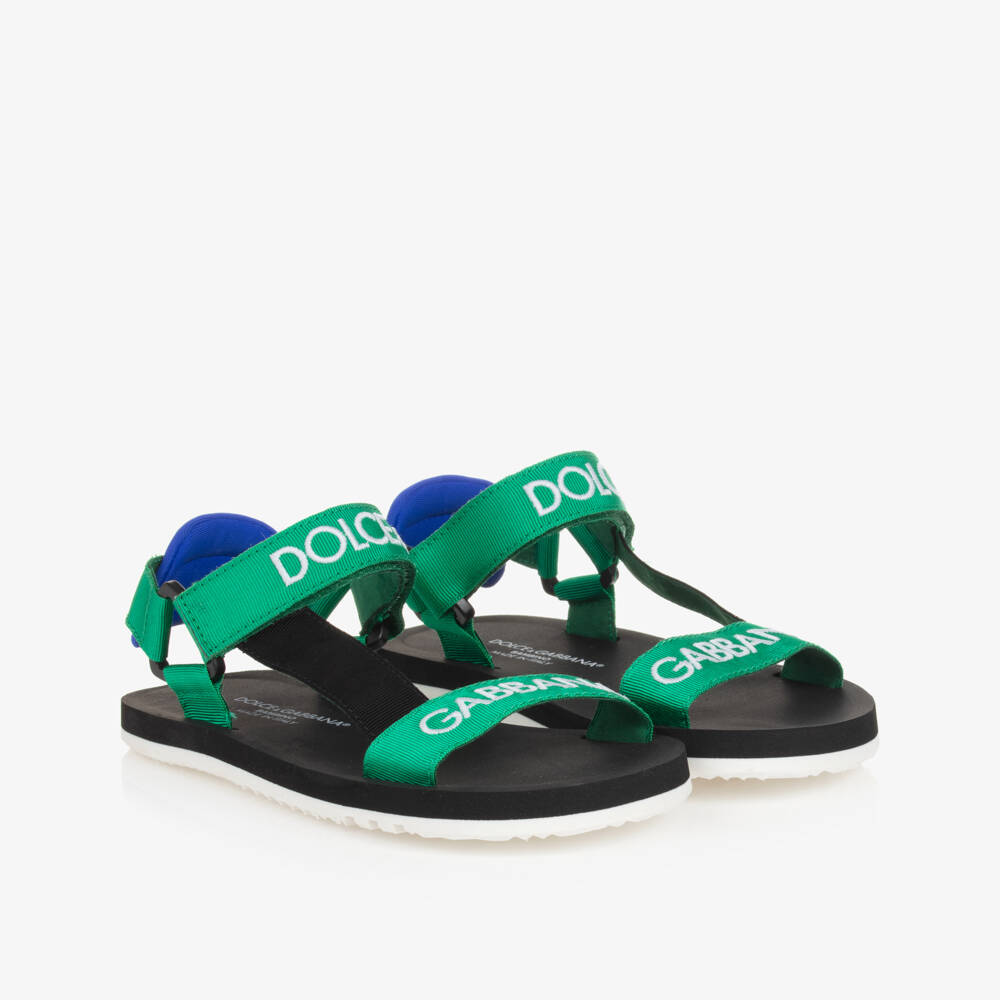 Dolce & Gabbana-Boys Green Embroidered Sandals | Childrensalon Outlet