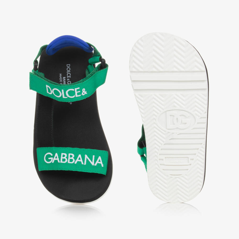 Dolce & Gabbana-Boys Green Embroidered Sandals | Childrensalon Outlet