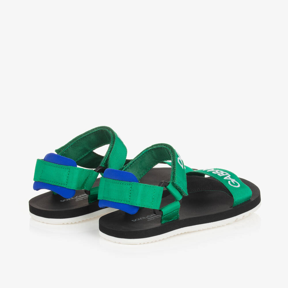 Dolce & Gabbana-Boys Green Embroidered Sandals | Childrensalon Outlet