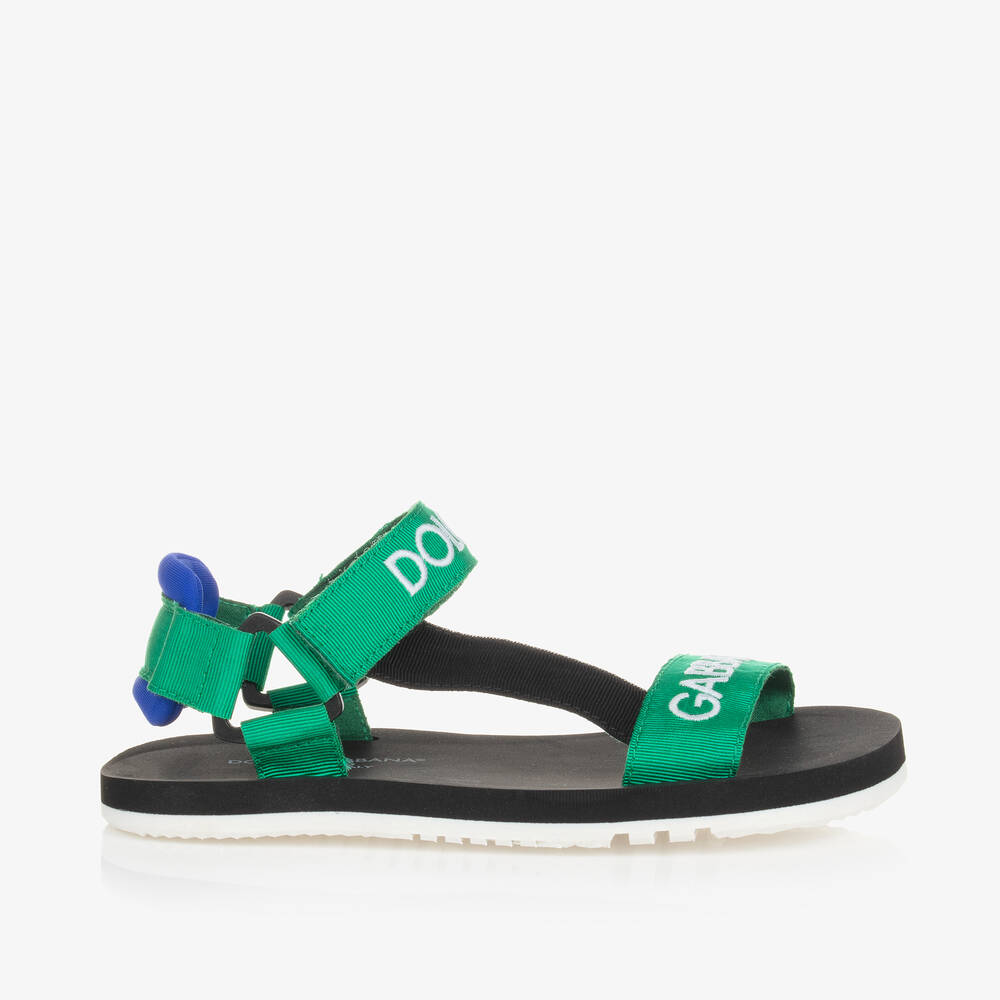 Dolce & Gabbana-Boys Green Embroidered Sandals | Childrensalon Outlet