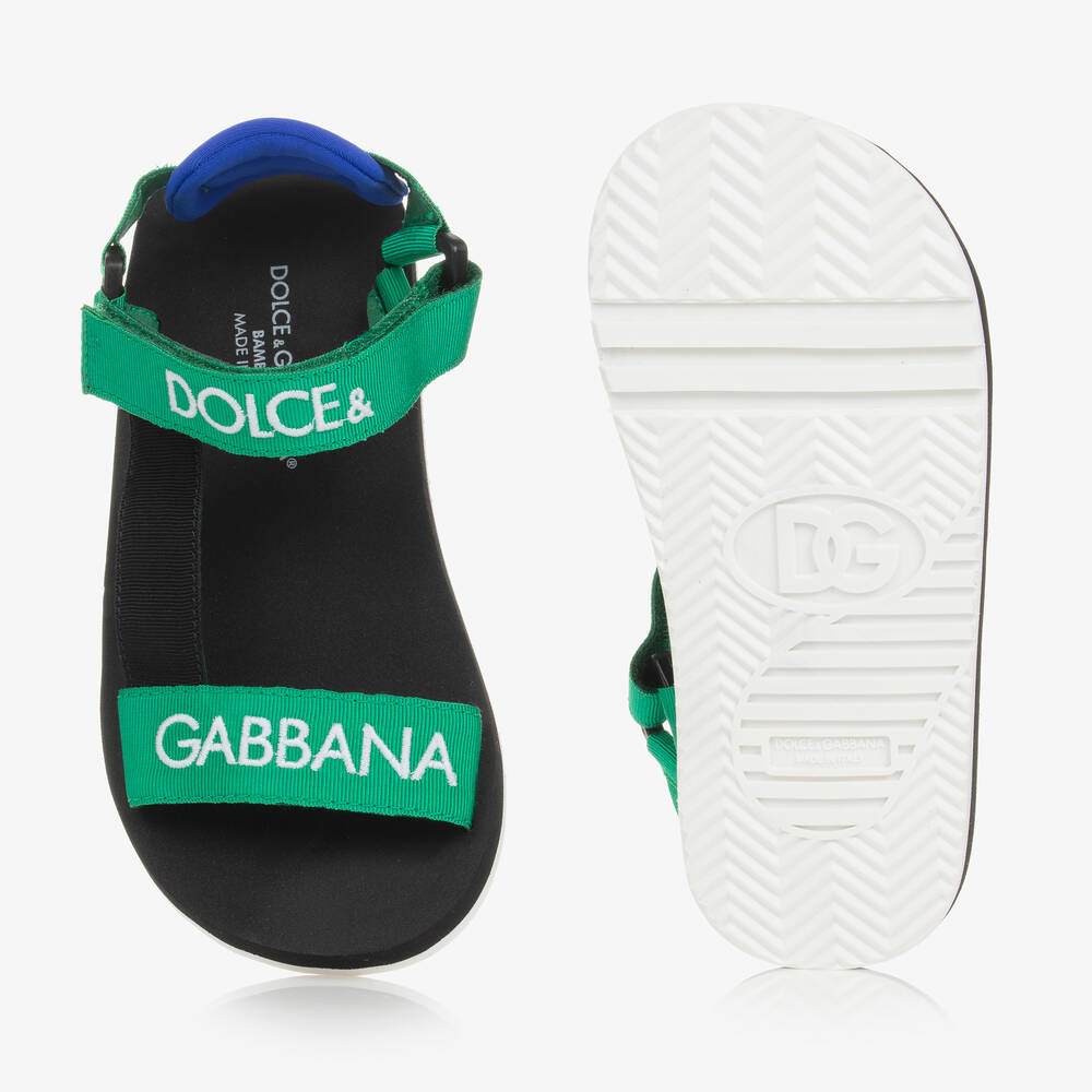 Dolce & Gabbana-Boys Green Embroidered Sandals | Childrensalon Outlet