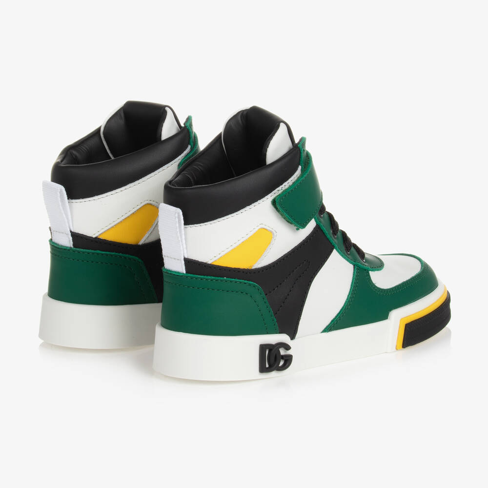 Dolce & Gabbana - Boys Green Leather High-Top Trainers