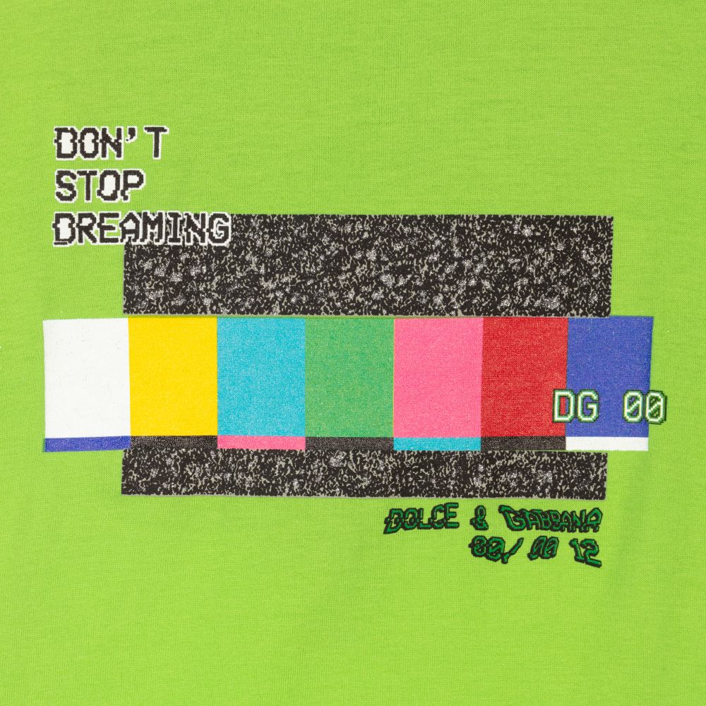 Dolce & Gabbana-Boys Green Logo T-Shirt | Childrensalon Outlet