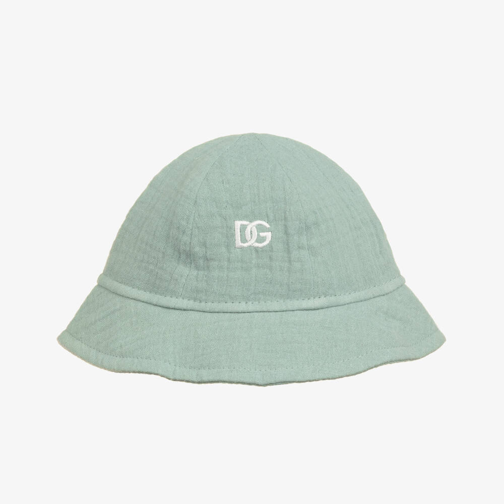 Dolce & Gabbana-Boys Green Muslin DG Logo Hat | Childrensalon Outlet