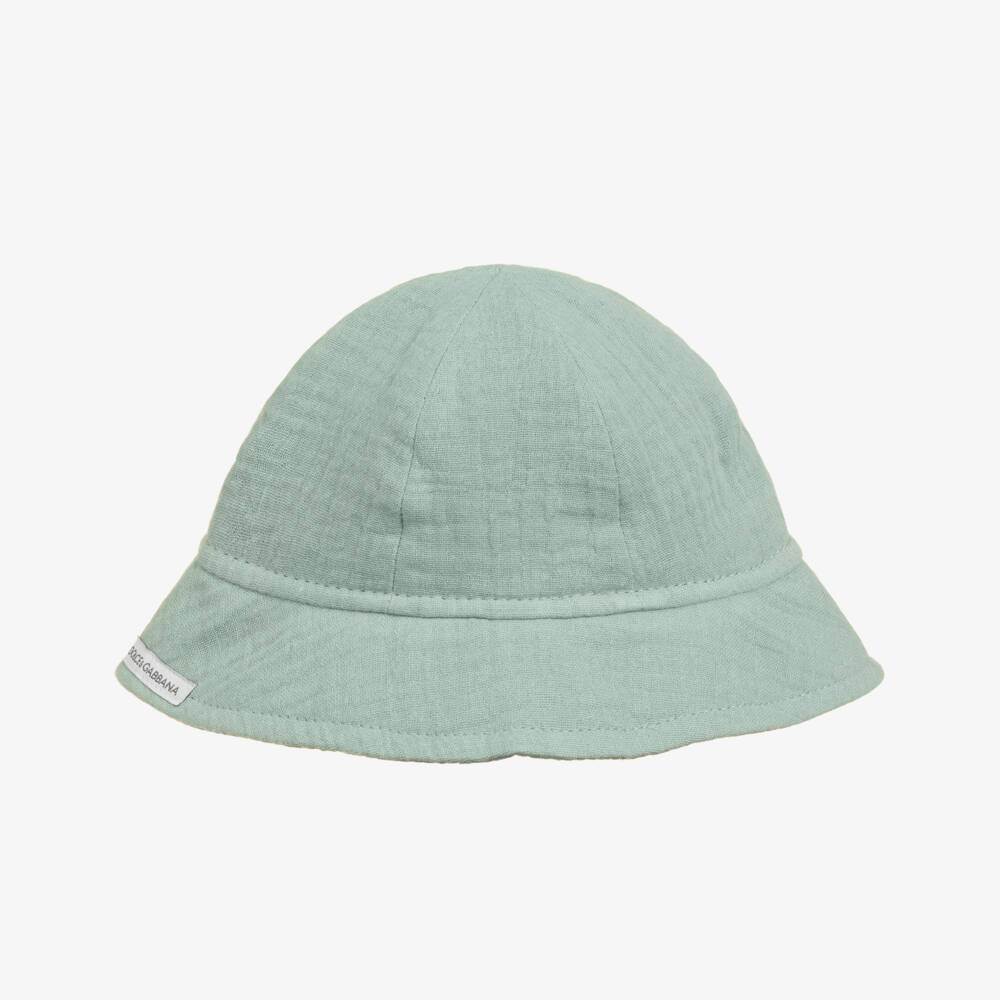 Dolce & Gabbana-Boys Green Muslin DG Logo Hat | Childrensalon Outlet