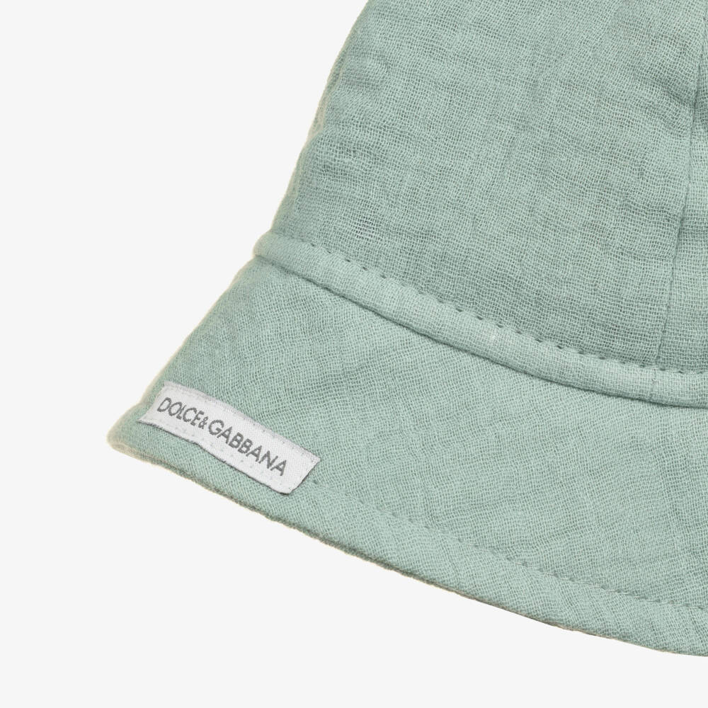 Dolce & Gabbana-Boys Green Muslin DG Logo Hat | Childrensalon Outlet