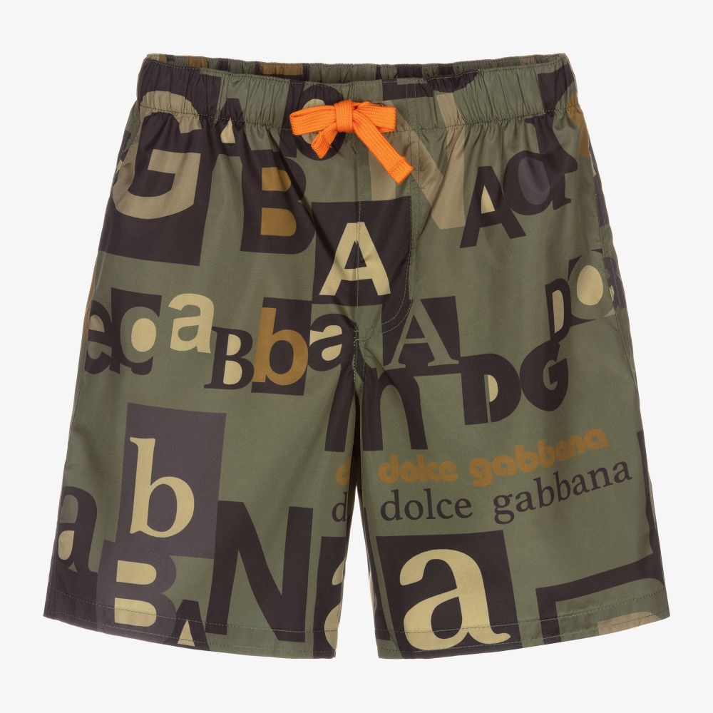 Dolce & Gabbana - شورت سباحة لون أخضر داكن للأولاد | Childrensalon