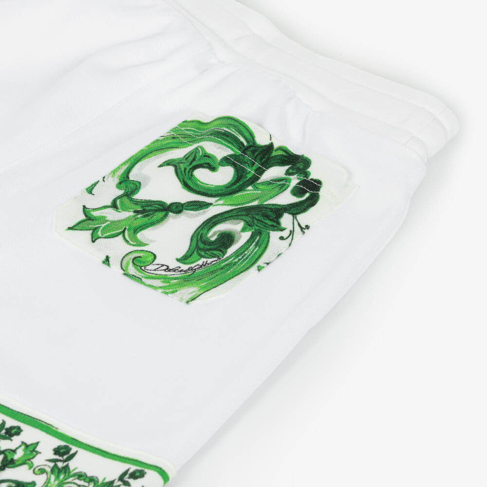 Dolce & Gabbana-Boys Green Trim White Shorts | Childrensalon Outlet