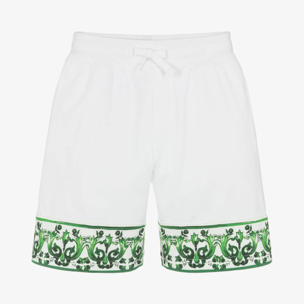 Dolce & Gabbana-Boys Green Trim White Shorts | Childrensalon Outlet